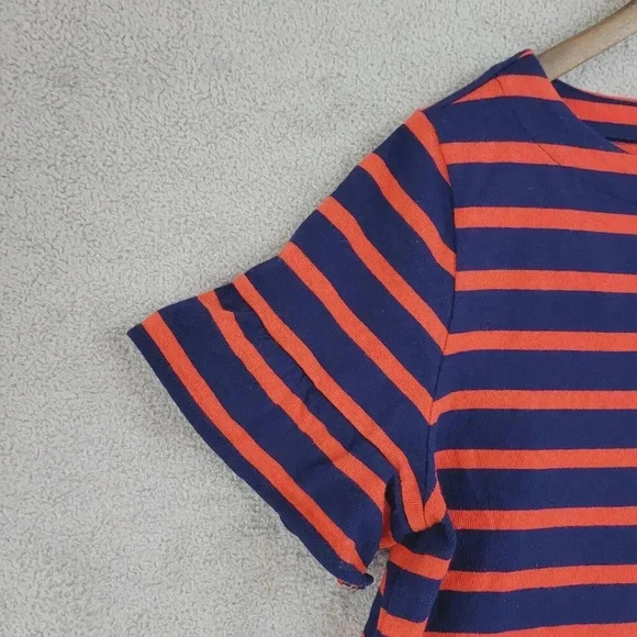 Striped Lands End Womens T-Shirt Size L Navy & Orange Casual Short Sleeve 30PT - Picture 7 of 8